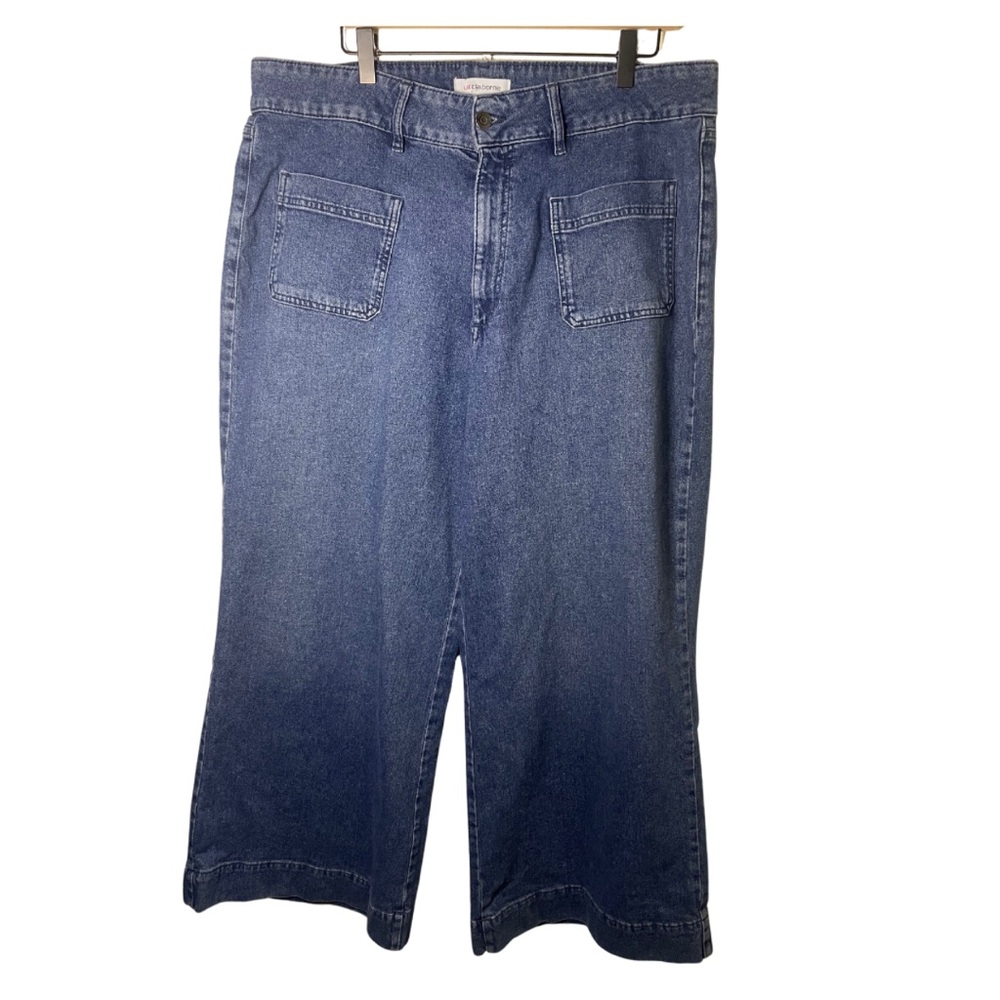 Wide leg front patch pockets crop denim jeans by Liz Claiborne